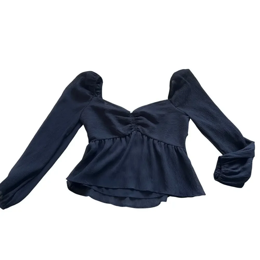 ASTR The Label Black Peplum Top M – Puff Sleeve Sweetheart Holiday